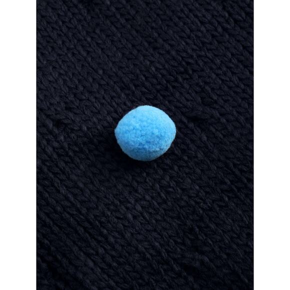 Cider Women's Blue Pom Poms Chunky Knit Long Sleeve Pullover Sweater Top Size M - Picture 6 of 9